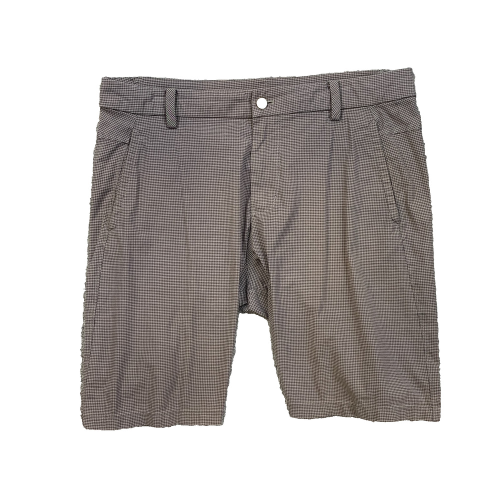 Lululemon Shorts Mens 38 Grays Checkered Flat Front Lightweight Performance Golf